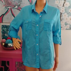 Breezy Button Down Shirt in Aqua Blue