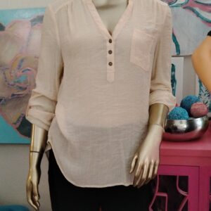 Soft Blush Button Front Blouse